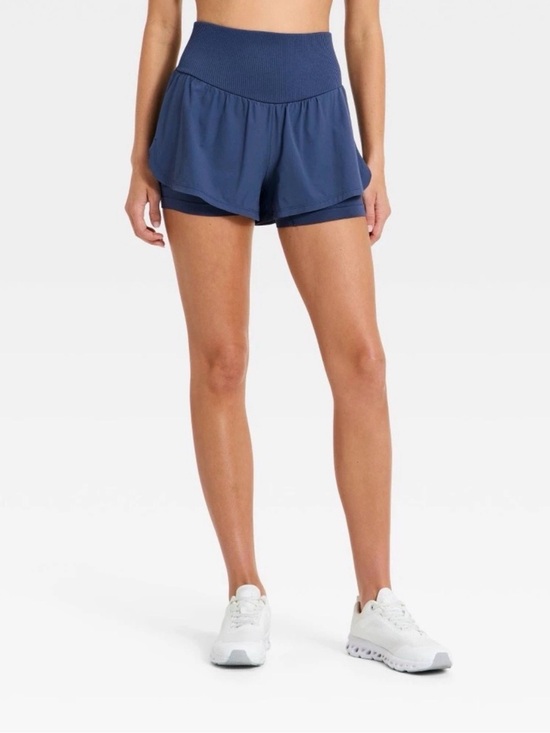JoyLab Pants - JoyLab Navy High-Rise Layered Athletic Shorts